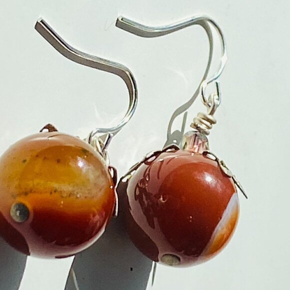 Red Jasper & Silver Plated Earrings - Picture 6 of 6
